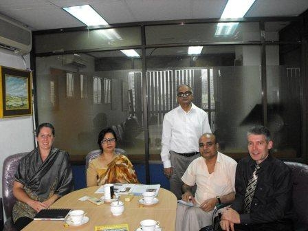 <p>Meeting with Paula Hearn, Nasreen F. Awal Mintoo, a staff member of WEAB, Abdus Sattar Dulal (BPKS) and Thomas Klassen.</p>
