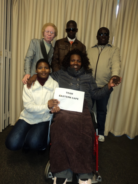 Group photo taken in the training room of the team from Eastern Cape, made of: Thozama Marasi, Bethulisile Zinyane, Pumla Dyodyo, Makhi Mfengu and Mnikelwa Nompilwane.