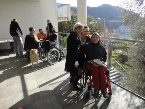 Rita Samson, Zada Lahovljak and Biljana Manevska gather outside for a picture on the outer deck.  