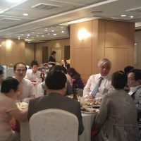 <p>
	The facilitators and participants sitting on their respective tables during the welcome dinner after the first day of meeting.</p>
