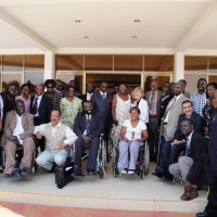 All workshop participants, organizers and guests of honor pose for a group photo at the hotel.
