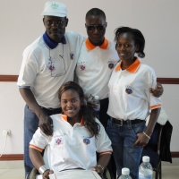 <p>
	Bongi Malope, Mercy Mugure, Amon Anastaz and Daniel Iga Mwesigwa pose closely together for a group photo</p>
