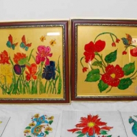 <p>Framed flower paintings made by trainees at the National Institute for the Mentally Handicapped</p>
