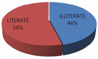 54% Literate, 46% Illiterate