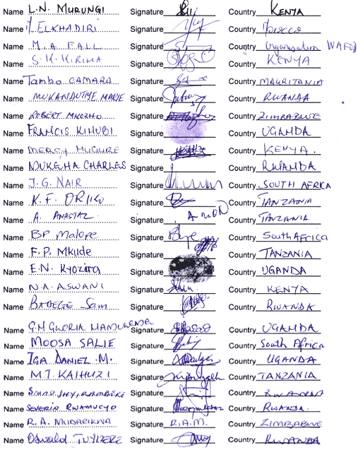 Signatures of the participants