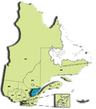 La région de la Capitale-Nationale dans le territoire de la province de Québec